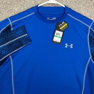 Under Armour ColdGear Fitted‎ Long Sleeve Shirt Blue Mens Large L Geometric NEW